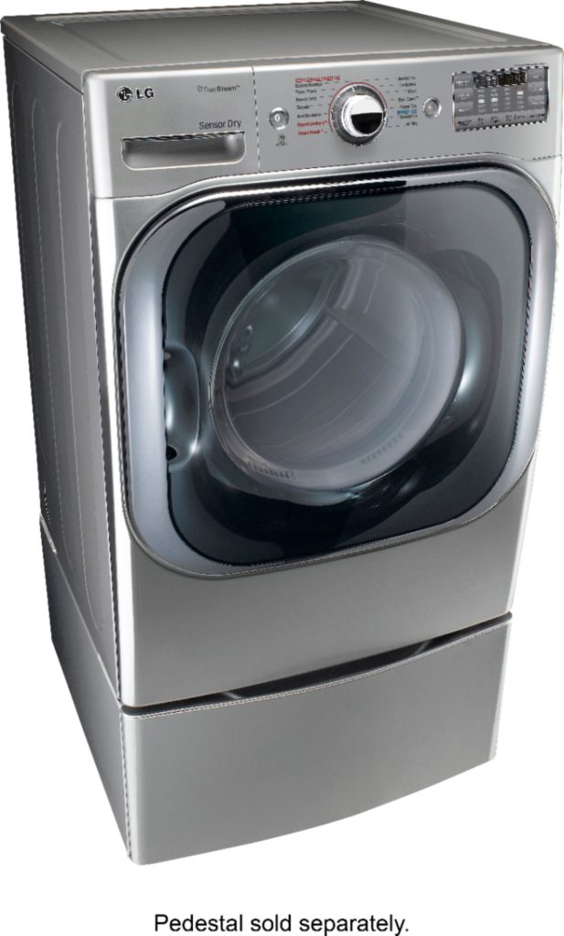 LG DLEX8100V 9.0-Cu. Ft. Stackable Dryer w/ TrueSteam with Pedestal