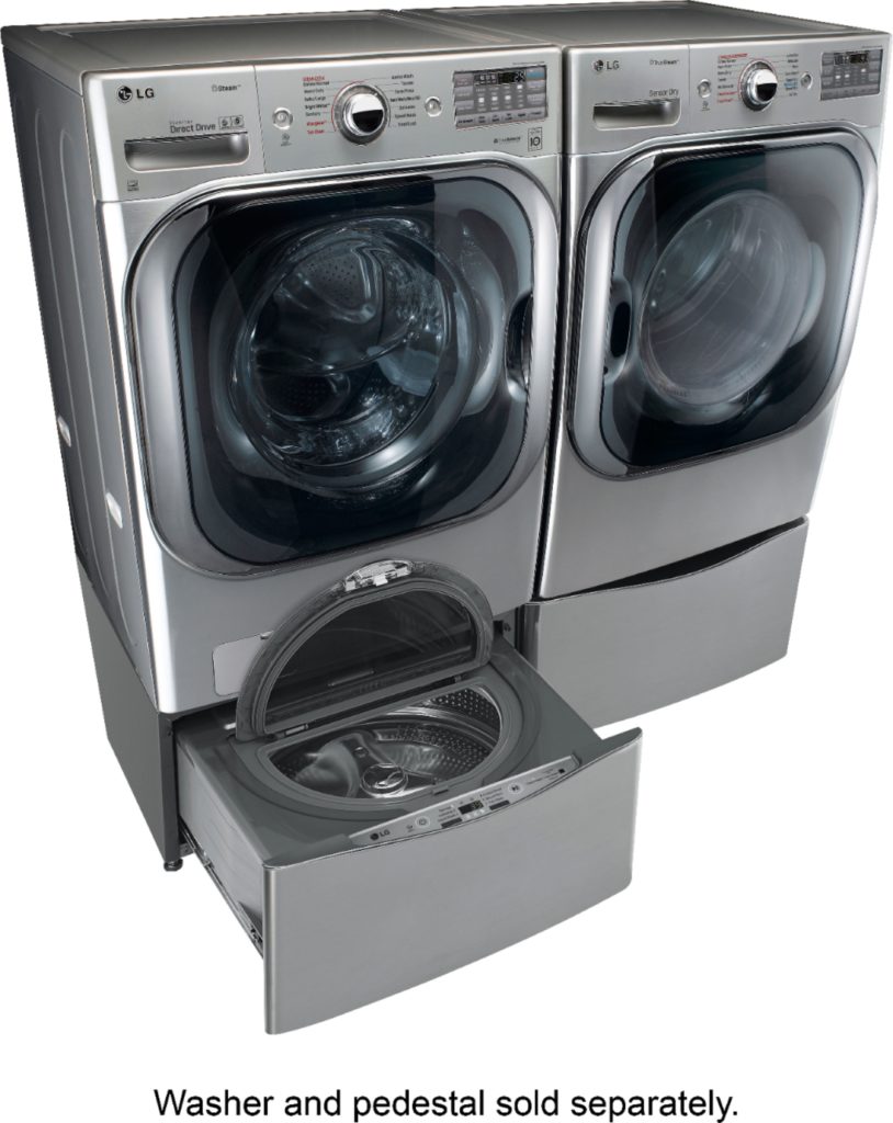 LG DLEX8100V 9.0-Cu. Ft. Stackable Dryer w/ TrueSteam Set with Pedestals