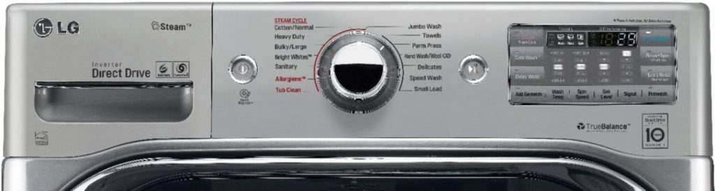 LG WM8100HVA 5.2-Cu. Ft. TurboWash Washer Panel Controls
