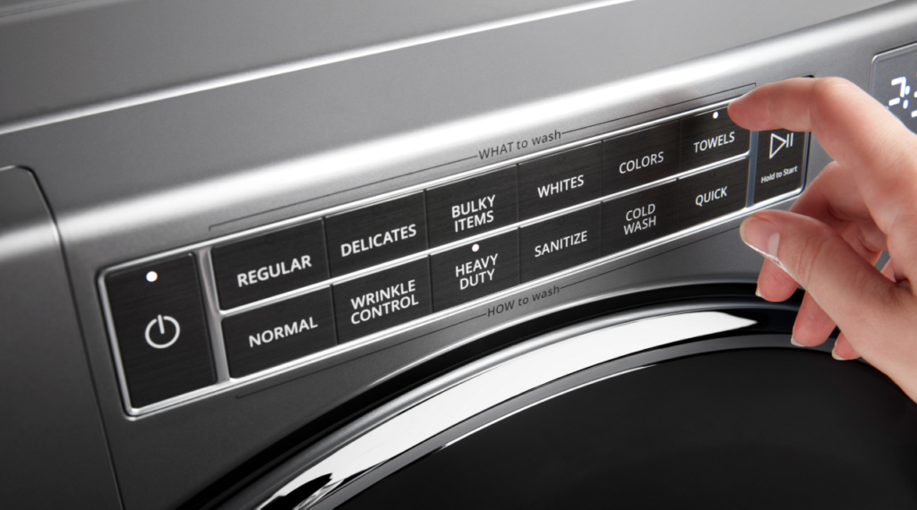 The control panel of a modern washing machine.